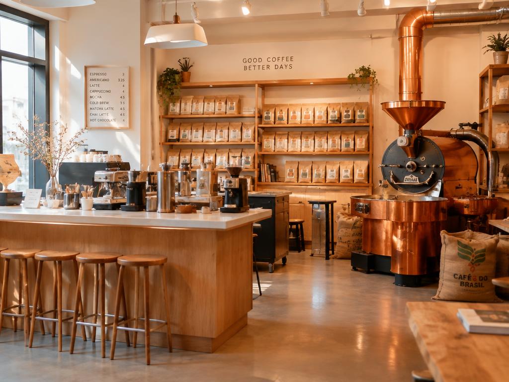 Warm interior of a specialty coffee roastery
